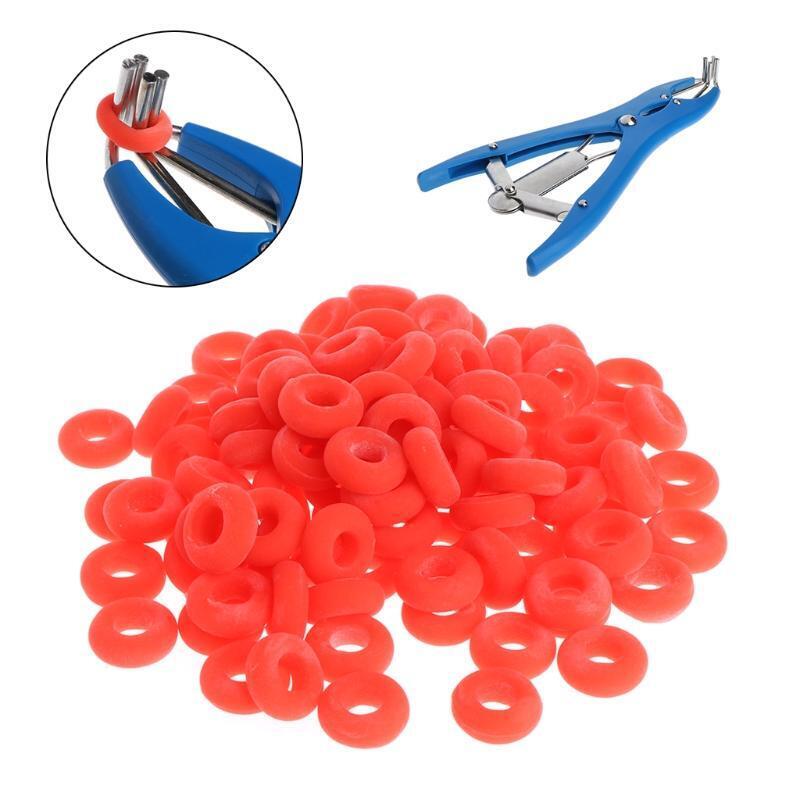 100 Pcs Castration Rubber Ring Pliers Accessories Elastic Reusable Tail Cutting