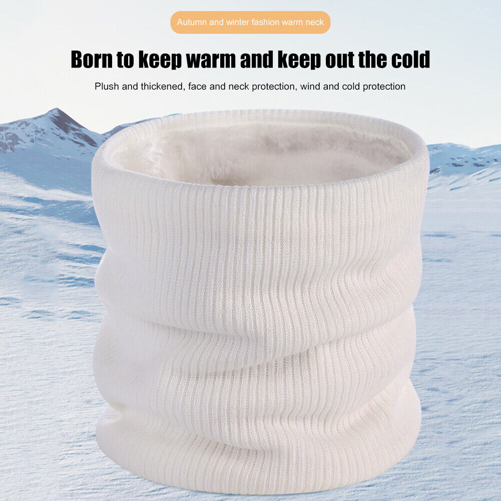 Winter Warm Double-Layer Scarf Neck Cover Solid Color for Women Men (White)