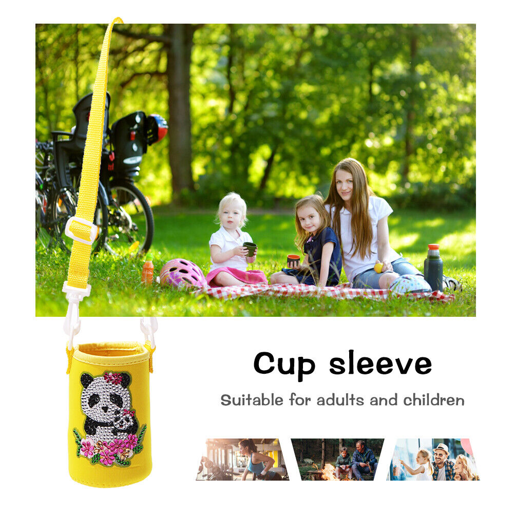 Round Messenger Strap Water Bottle Insulated Protective Bag (Yellow Panda)