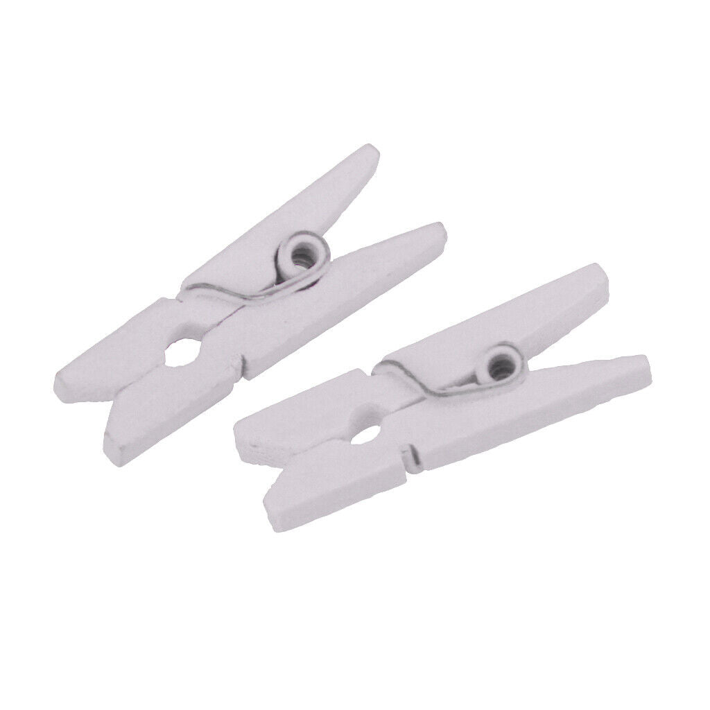 100 Pieces White Mini Wooden Clothes  Peg Clothespin Craft