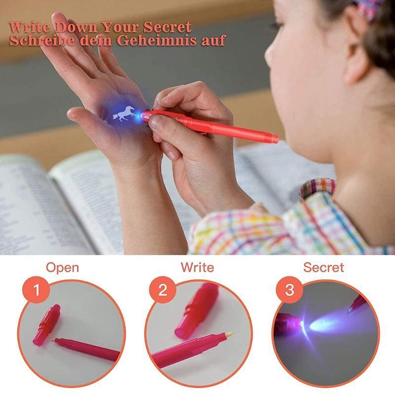 Colorful Invisible Ink Pen Magical Ink Pen with UV Light Xmas Gift Bags Filler