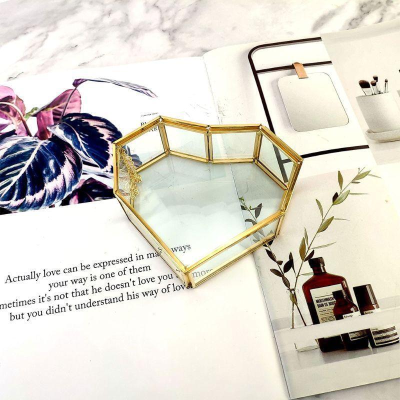 Clear Heart Shape Holder Bracelet Necklace Earrings Jewelry Display Organizer