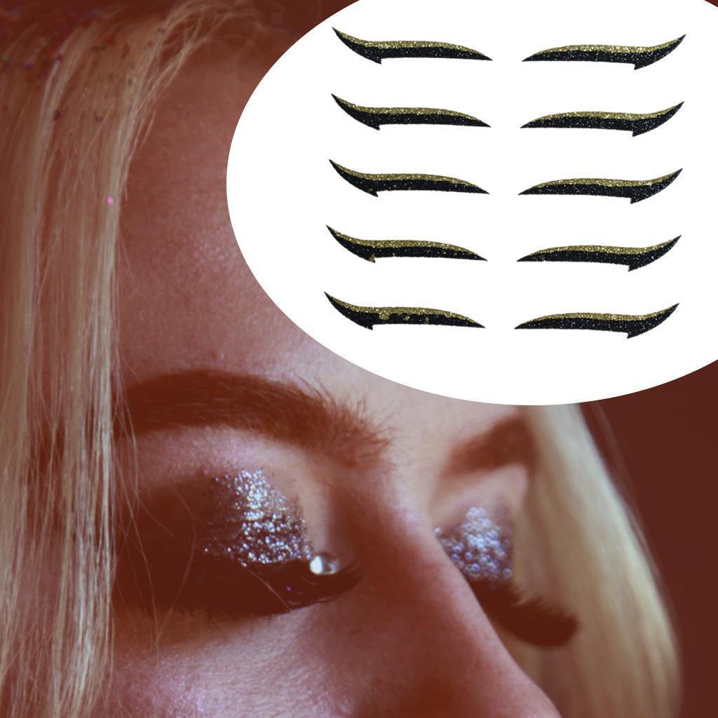 Autocollants D'eye-liner Réutilisables Paresseux, Bande 5 paires Or