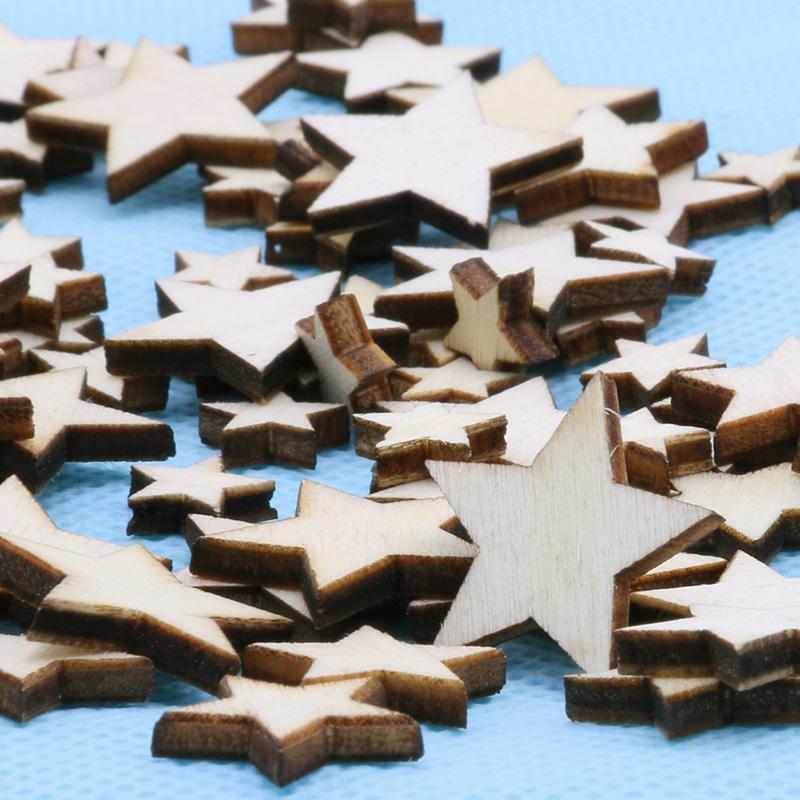 100pcs Wooden Mixed Wood Mini Stars Craft Scrapbooking Wedding Table Decor DIY