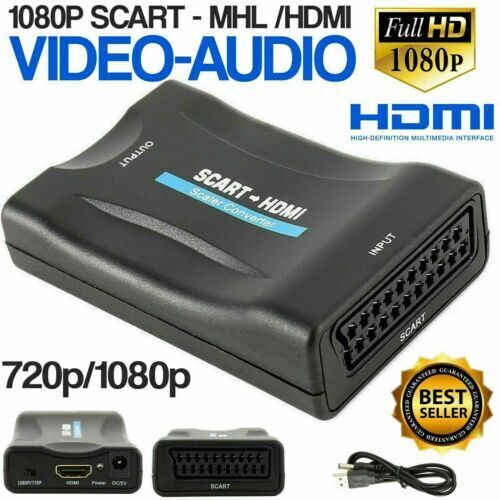 1080P SCART to HDMI-compatible Video Audio Upscale Converter Signal Adapter