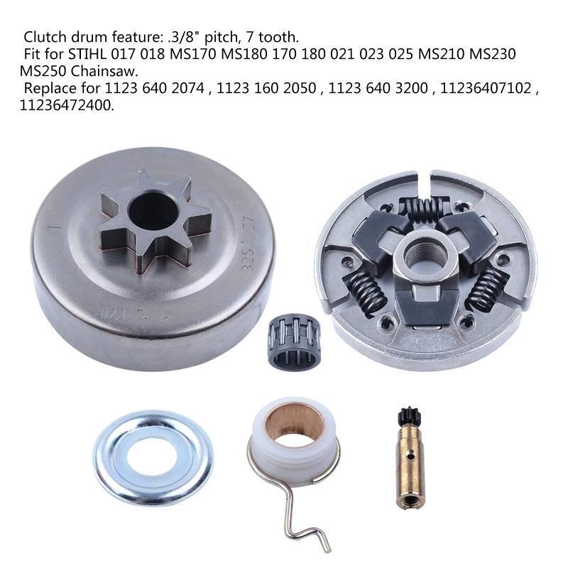 Upgraded Sprocket Clutch Drum 3/8-7T Needle Bearing Kit with E-Clip Worm Gear