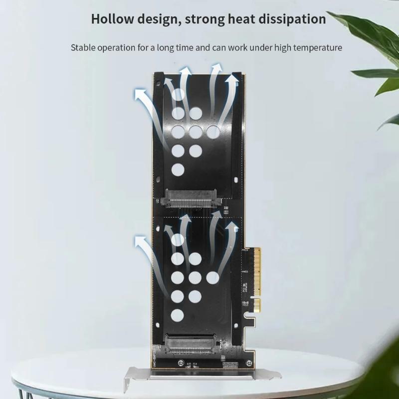 Hard Drive Expansion Adapter U.2(2) to PCI-E X8 Riser Card U.2 PCI-E SSD Adapter