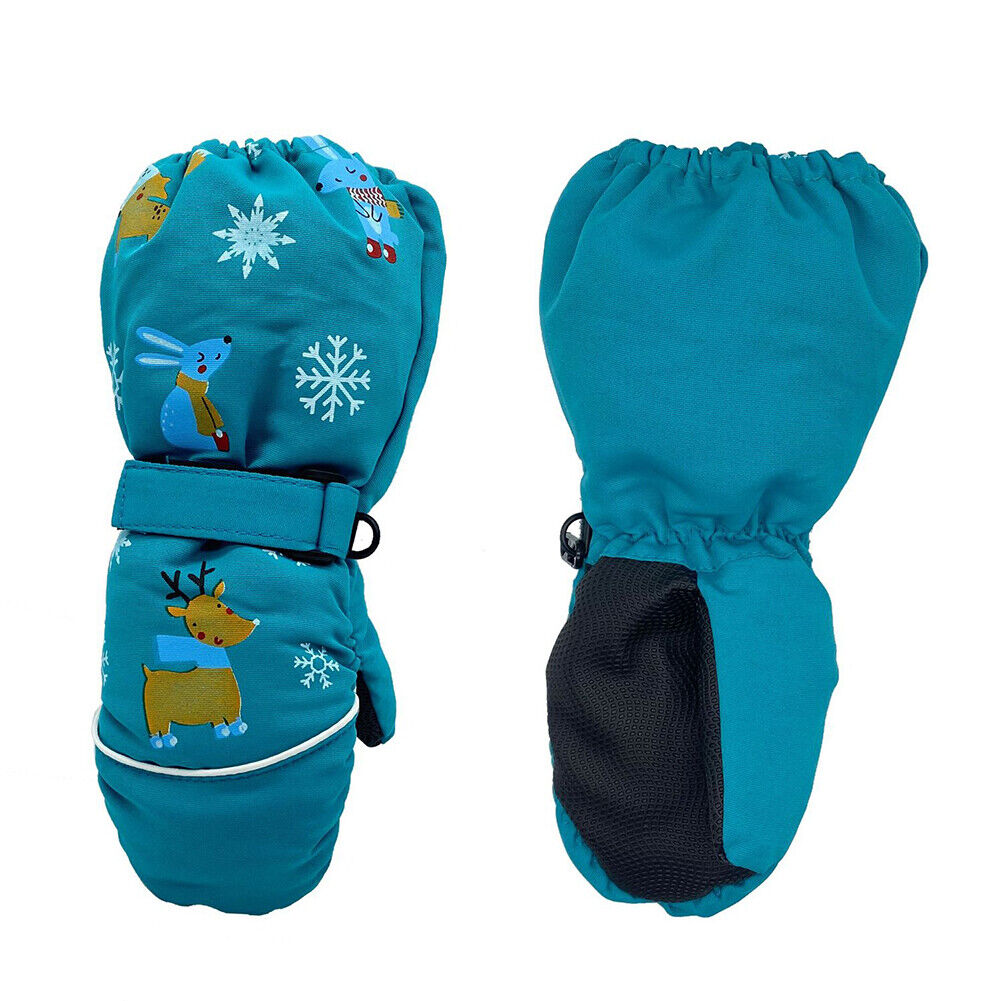 1 Pair Cartoon Kids Non-Slip Ski Gloves Long-Sleeved Winter Mittens (Green)