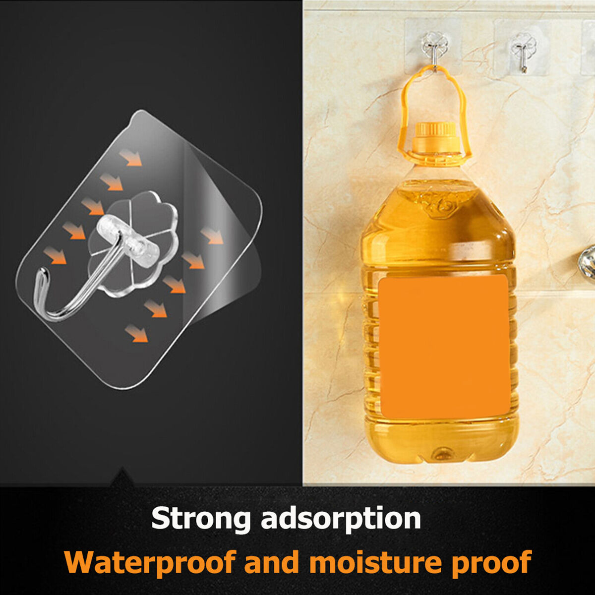 Wall Hooks - Pack of 10 Reusable Seamless Self Adhesive Utility Hooks