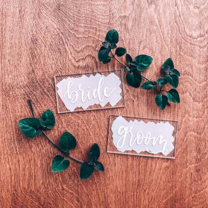 Table Seating Name Cards Acrylic Plates Tiles for Wedding Banquet Dinner 10 Pack