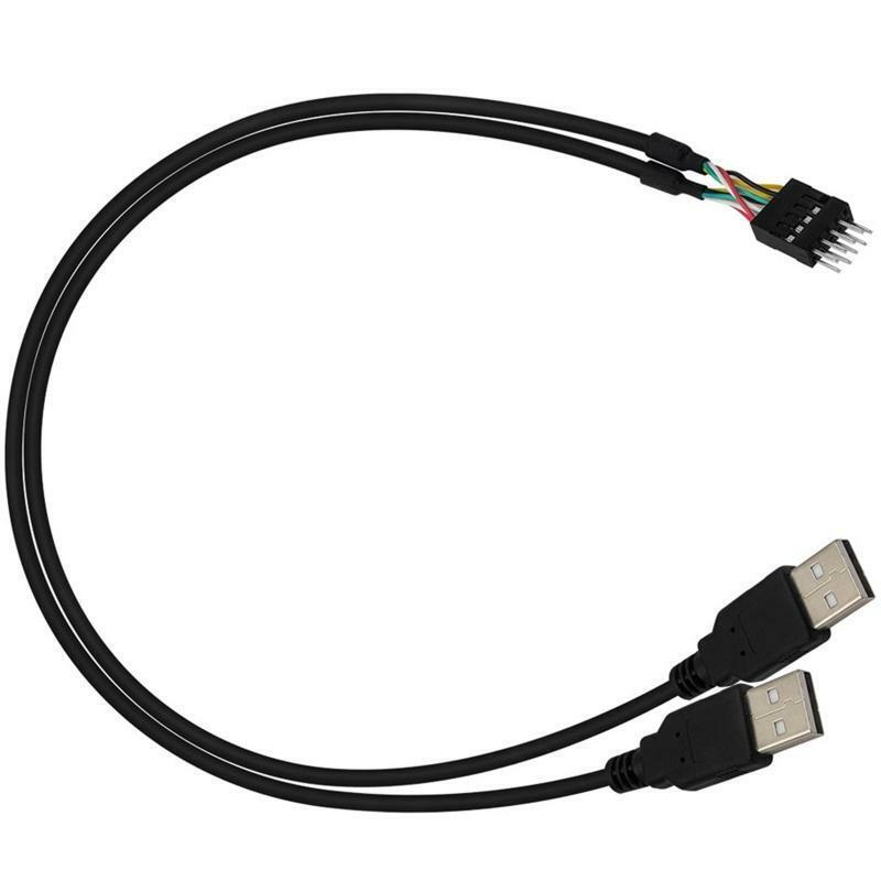 2x USB 2.0 Type A Male Head to Computer Case Motherboard 9pin Header Cable 20''