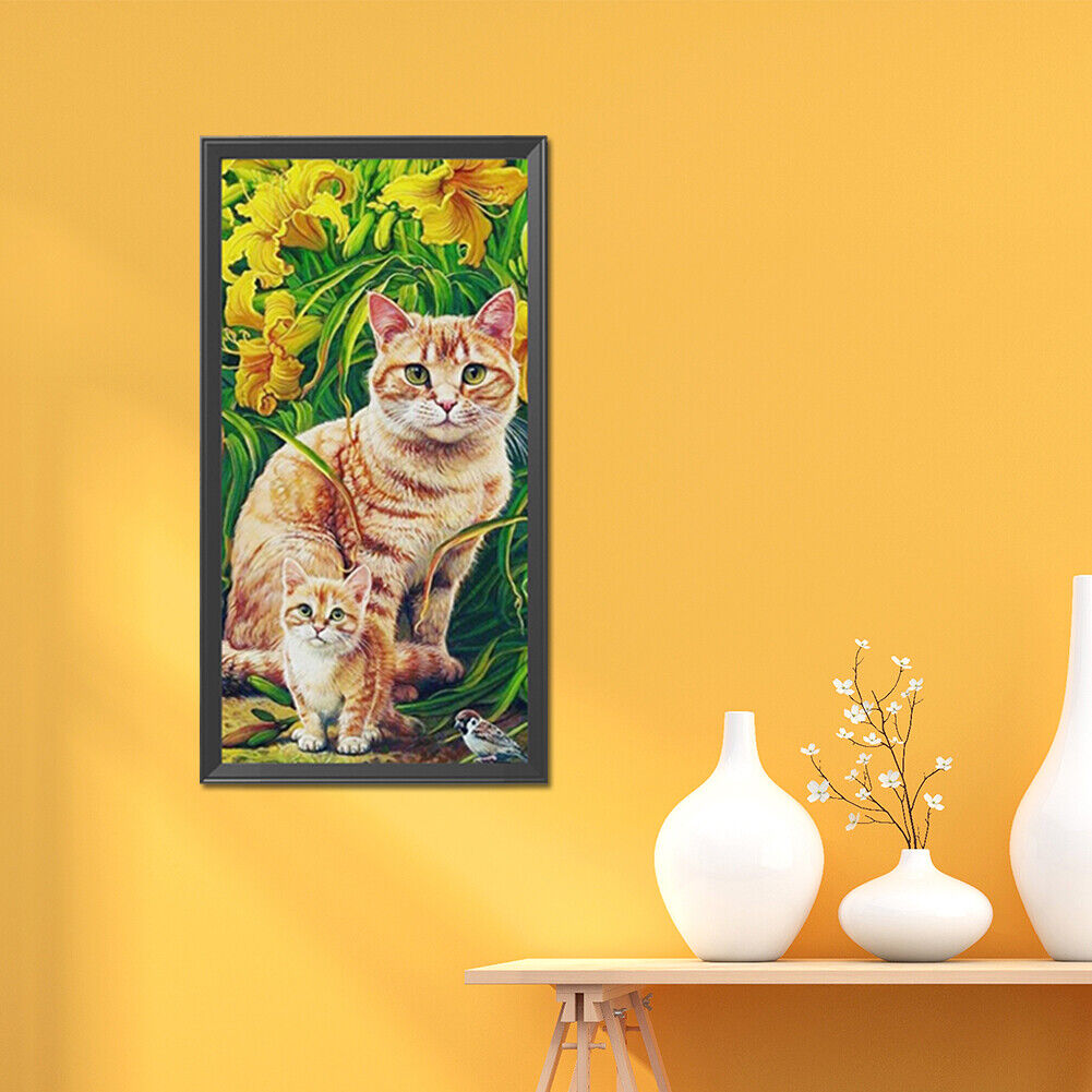 Diamond Painting Cat Mother Son Full Round Drill Rhinestone Picture (A4017)