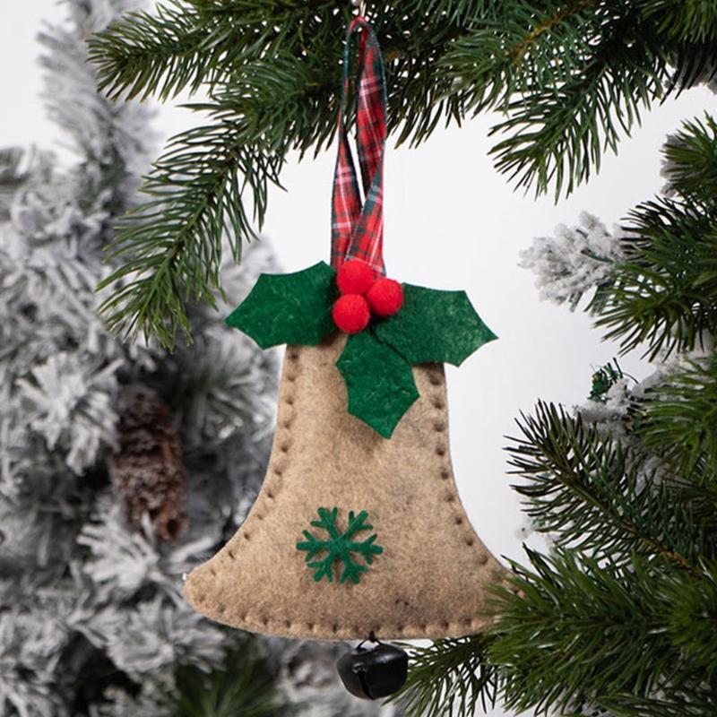 6pcs Mini Christmas Tree Pendants Decoration Xmas Bell Deer Elk Hanging Ornament