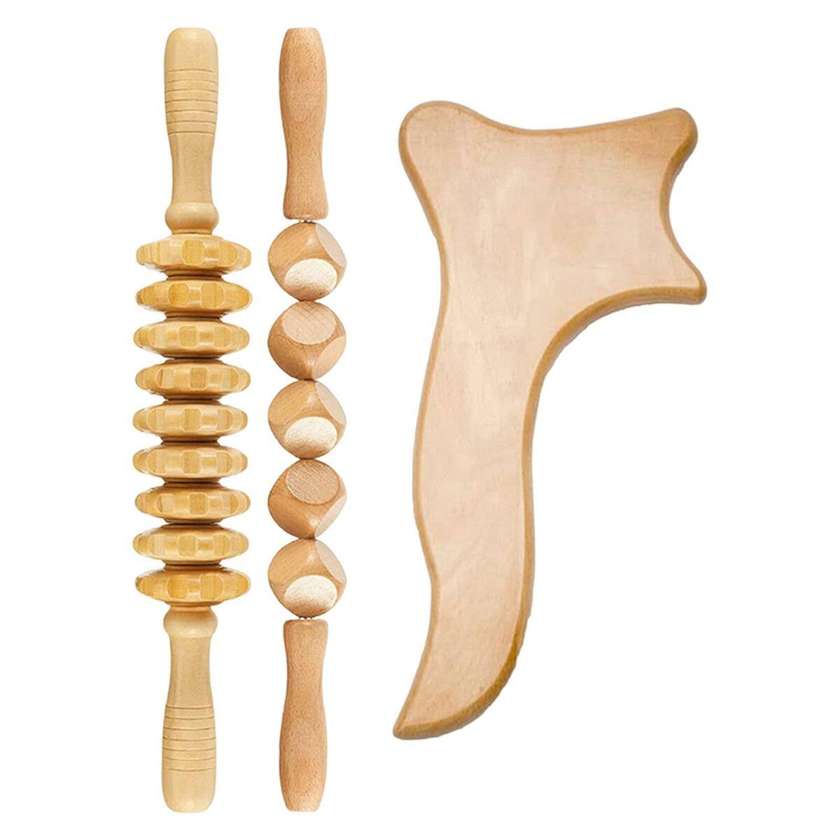 3Pcs Wooden Massage Tools  Roller Body  Sore Muscle
