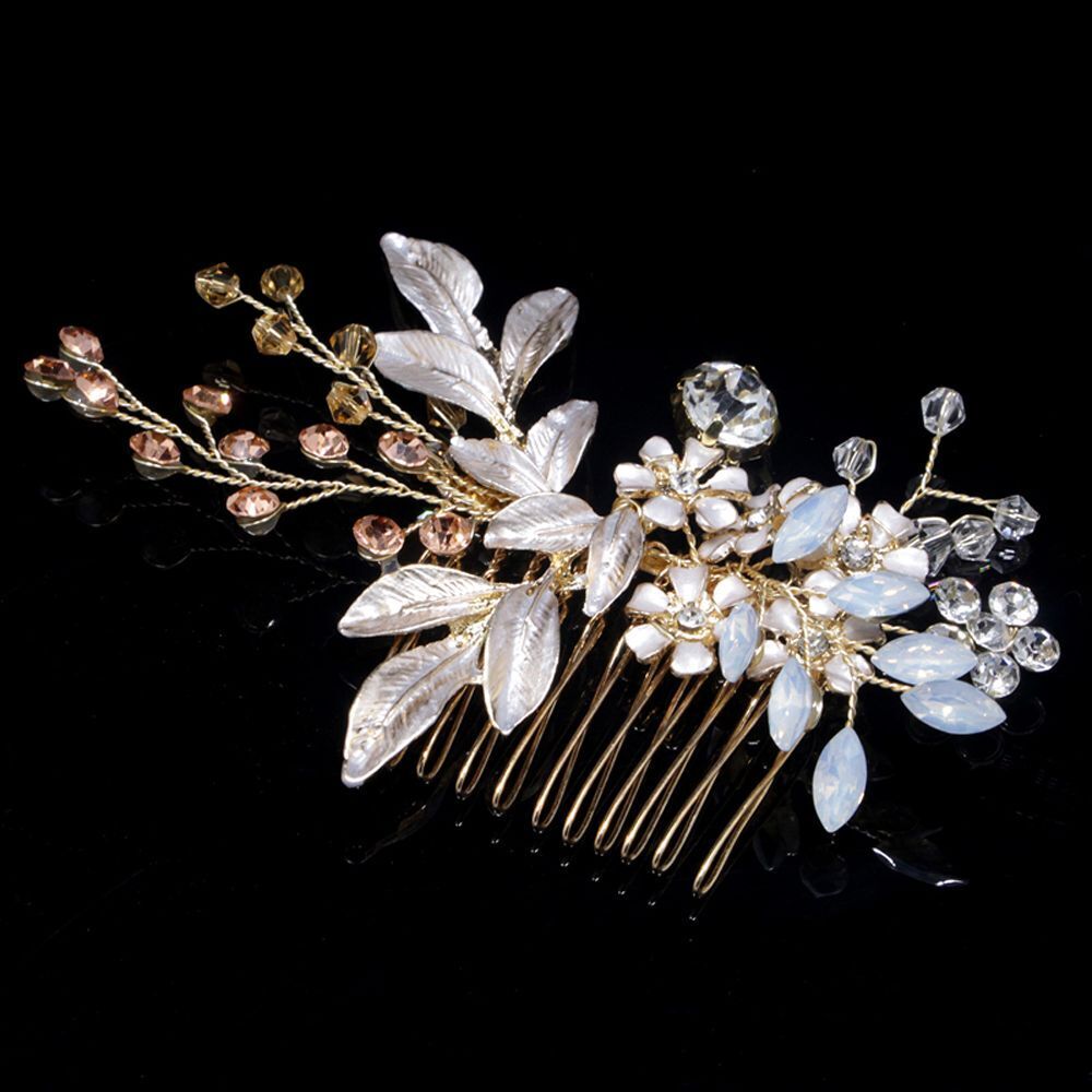 Party Handmade Hairwear Crystal Hair Comb Bridal Headpiece Flower Head Clip
