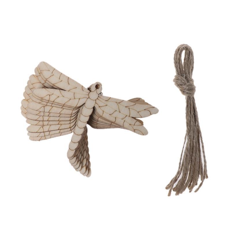 10PCS Dragonfly Easter Wooden Cute Pendant Wall Door Home Party Hanging Ornament