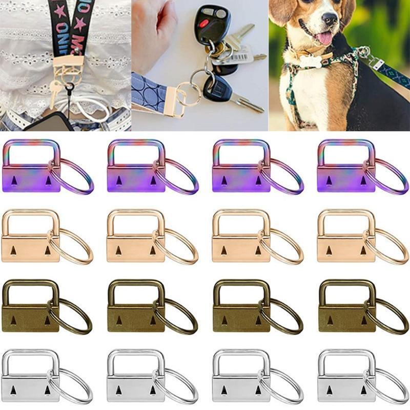 42Pcs Key Fob Hardware with Split Rings Lanyard Wristlet Tail Clip Clasp Kits