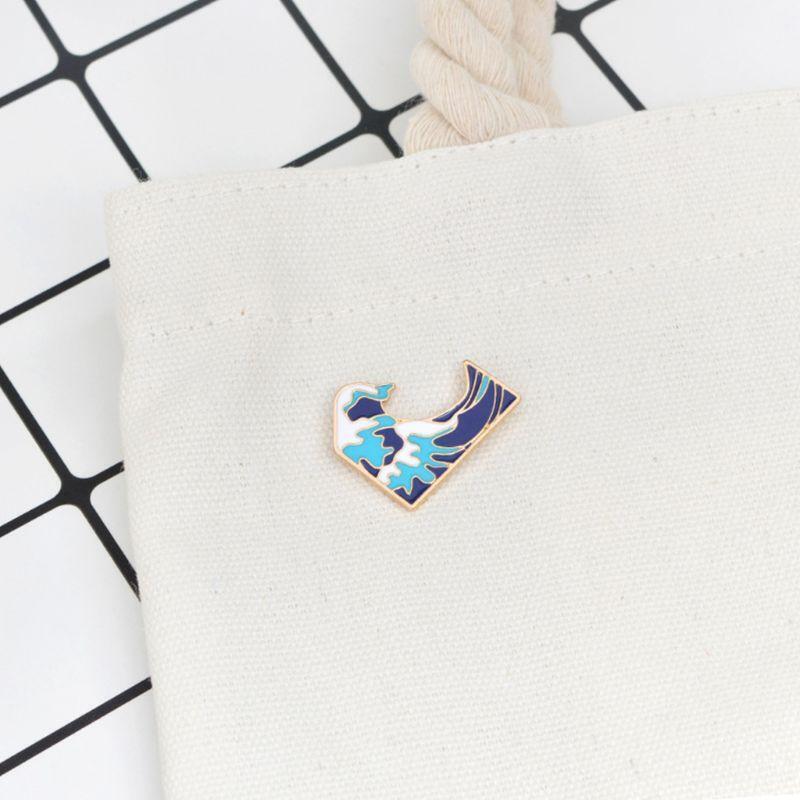 Blue waves Enamel Brooch Pin  Cartoon Metal Brooch for Coat Jacket Bag Pin for