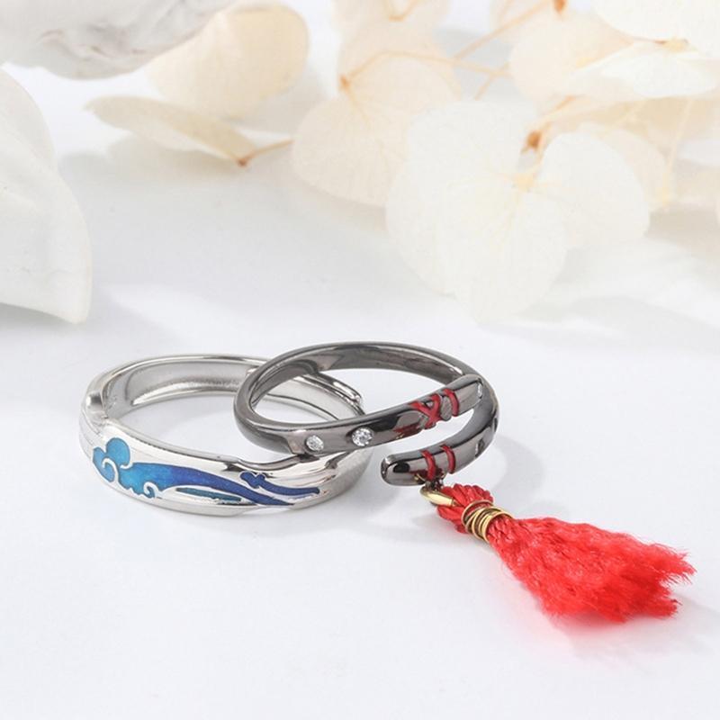 Matching Open Band Ring Adjustable Lovers Ring Set for Girlfriend Boyfriend