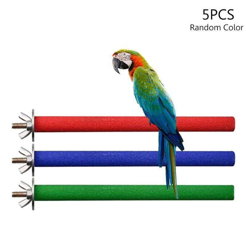 5Pcs Wooden Bird Perch Rough-surfaced Parrot Bird Cage Perch Stand for Grinding
