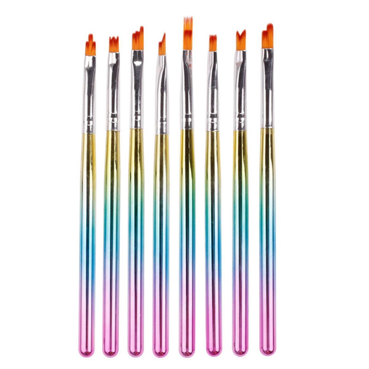 8Pcs Nail  Pen Flower Drawing Gradient Striped Pattern  DIY