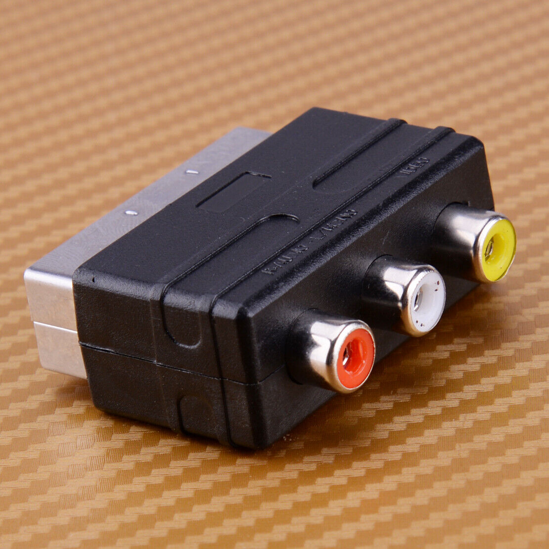 RGB Scart Plug Male to 3 RCA Female A/V Converter Adaptor Fit DVD TV VCRs BS Li