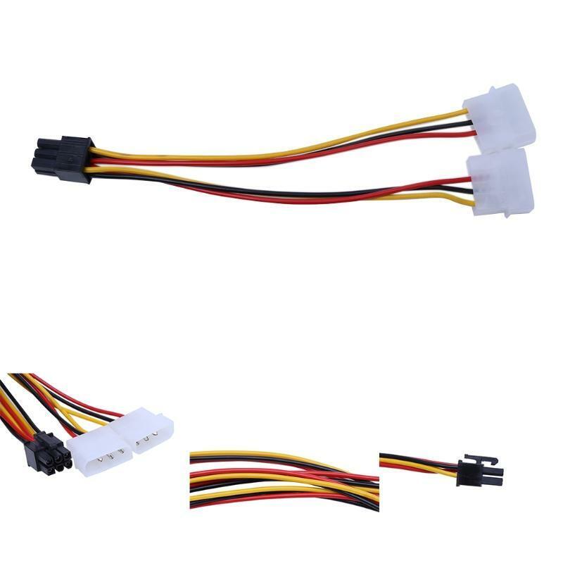 10Pcs/Set Dual Molex 4-Pin To One PCI-E 6-Pin Power Connector Y Adapter Cable