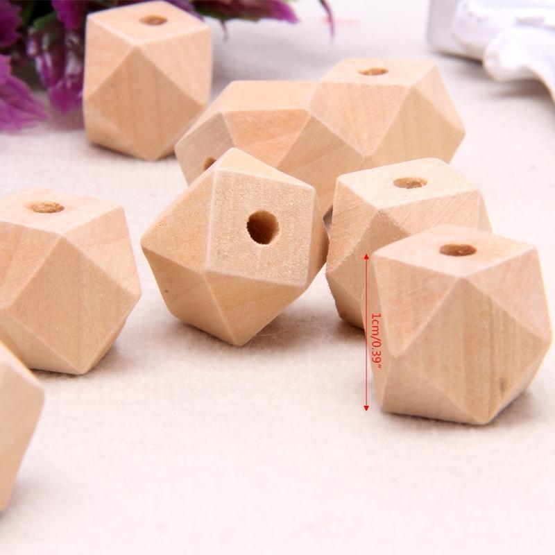 10pcs Wooden Geometric Natural Unfinished Beads For Jewelry Necklace Making 10mm