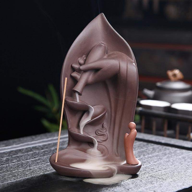 Backflow Incense Burner for Home Bedroom Decoration Purple Clay Incense Burners