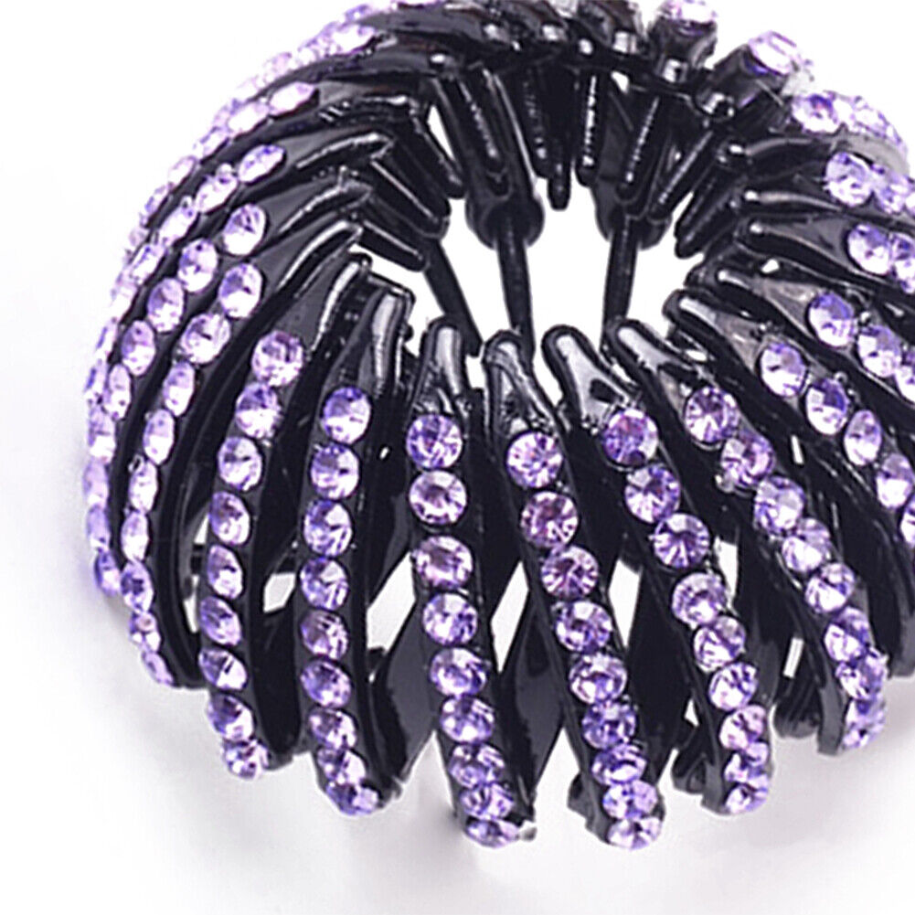Plastic Diamond Bird Nest Hair Claw Bun Buckle Expanding Hair Clip (7)