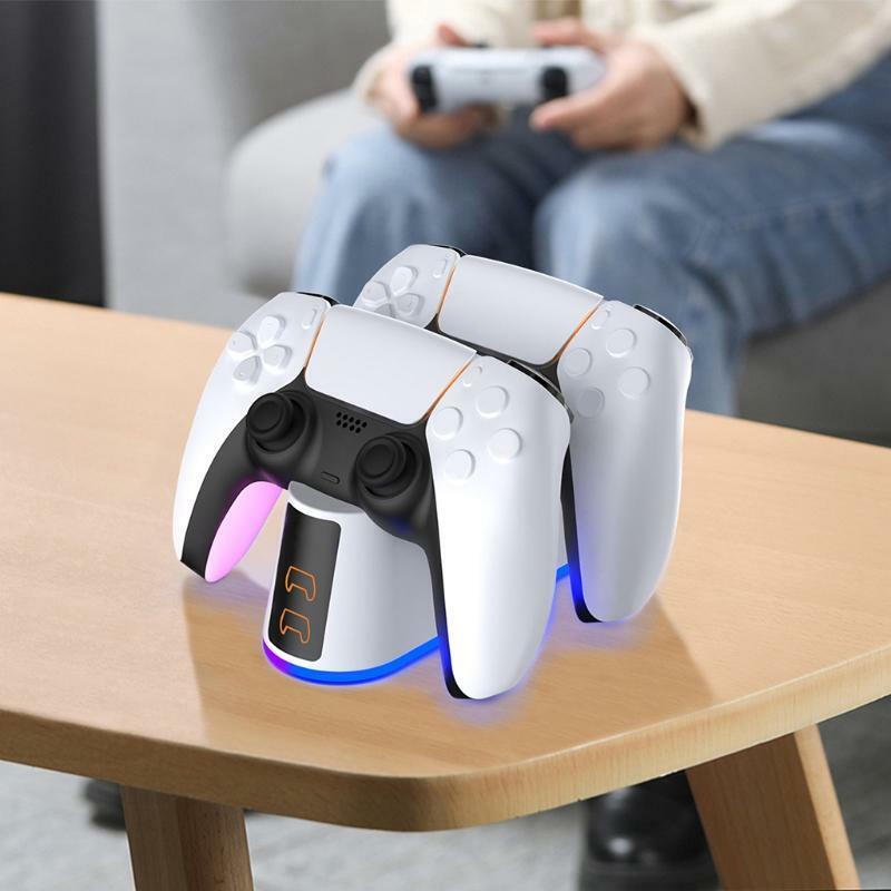 Game Handle Wireless Charging Stand 2 Slot Power Adapter Dock Charger for Ps5