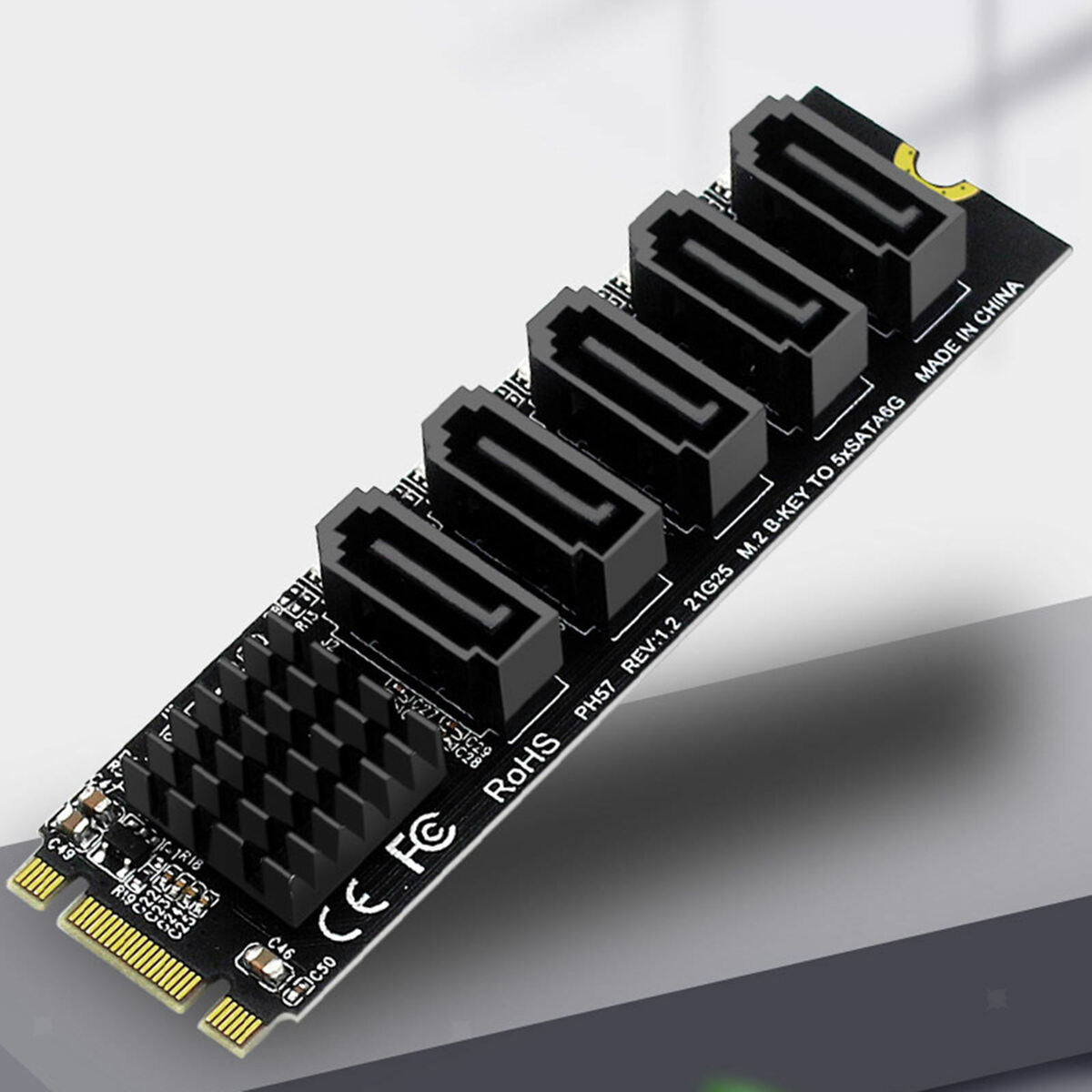 Expansion Card SATA3 6Gbps 5 Port Support SSD HDD Hard Disk Internal .2