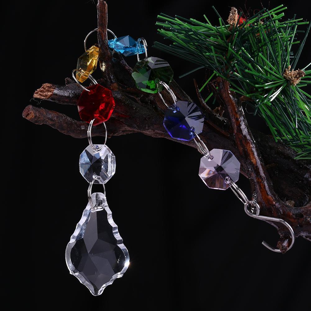 DIY Hang Light String Octagonal Beads Crystal  Maple Leaf Pendant