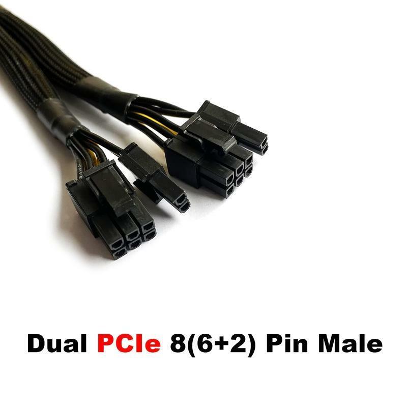 6 Pin to Dual PCIe 8 Pin Extension Cable for Mining Video Card Braided Sleeves