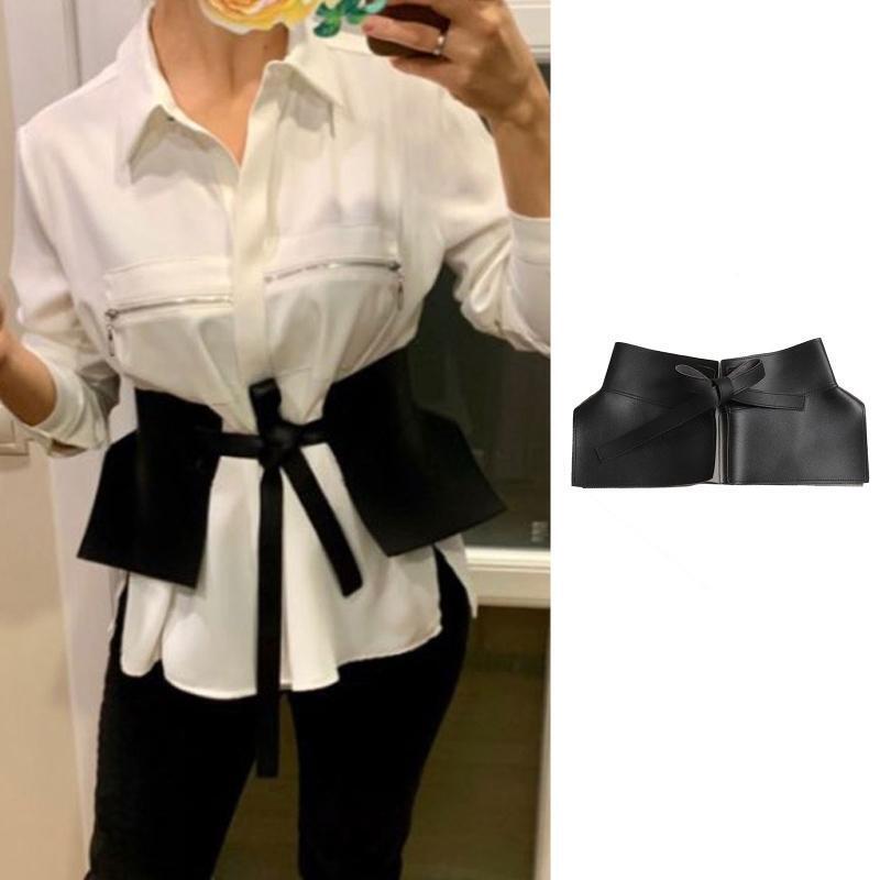 Women Dress Belt Fashion Chic Pu Leather Pleated Skirt Peplum Cinch Belt