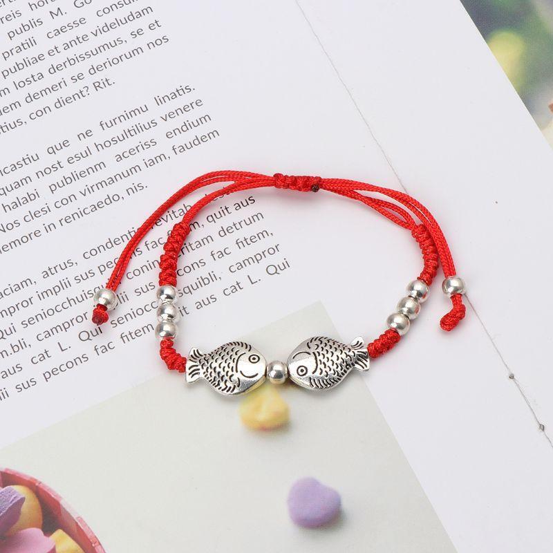 Two Fish Charm Red String Rope Braided Kabbalah Bracelets Women Fashion Jewelry