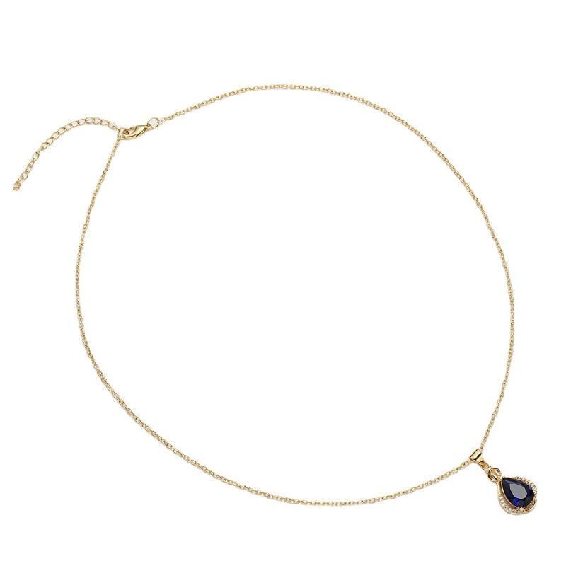 Blue Diamond Pendant Necklace Teardrop Shape Zircon Clavicle Chain Necklace Gift