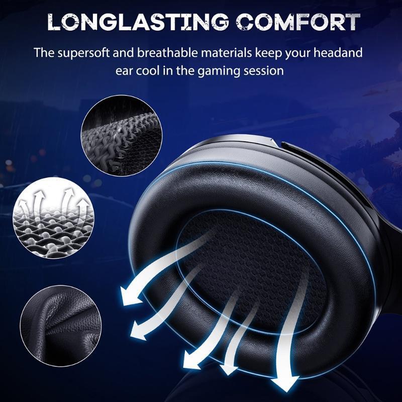Gaming Headsets Memory Foam Ear Pads Surround Sound Stereo Games and Music