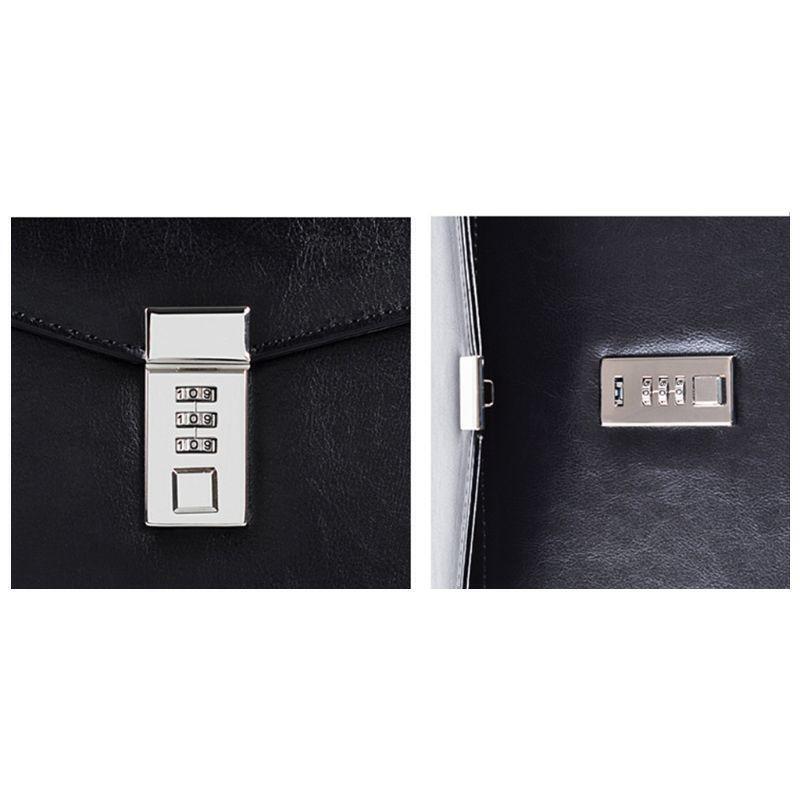 A4 Document File Folder with Password Lock Briefcase Organizer PU Leather Office