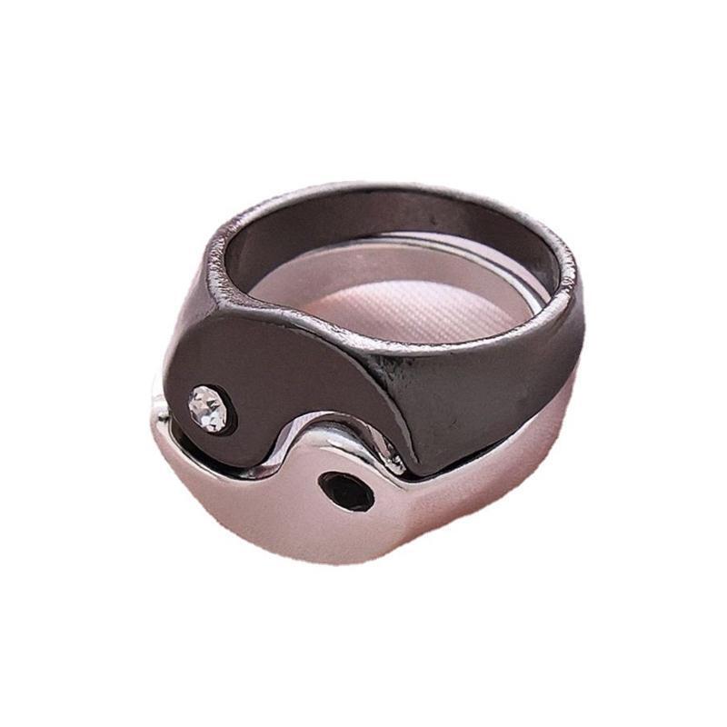 1 Pair Women Tai Chi Ring Korean Punk Chunky Alloy Ring for Girlfriend Sister