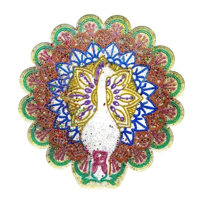 Peacock Shape Crystal Coaster DIY Craft Mold Plaster Soap Casting Epoxy Mould