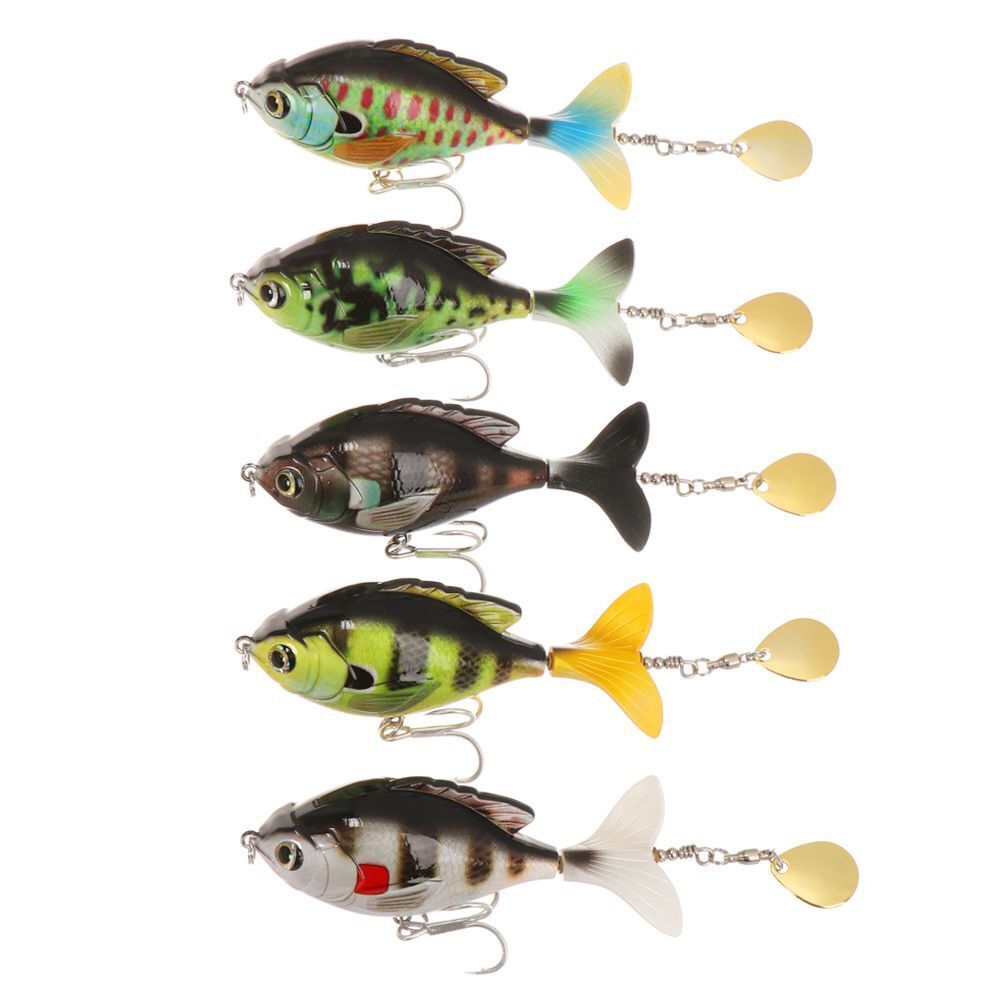 Segment Soft Rotating Tail VMC Hooks Fish Bait Rotate Tail Fishing Lure Popper