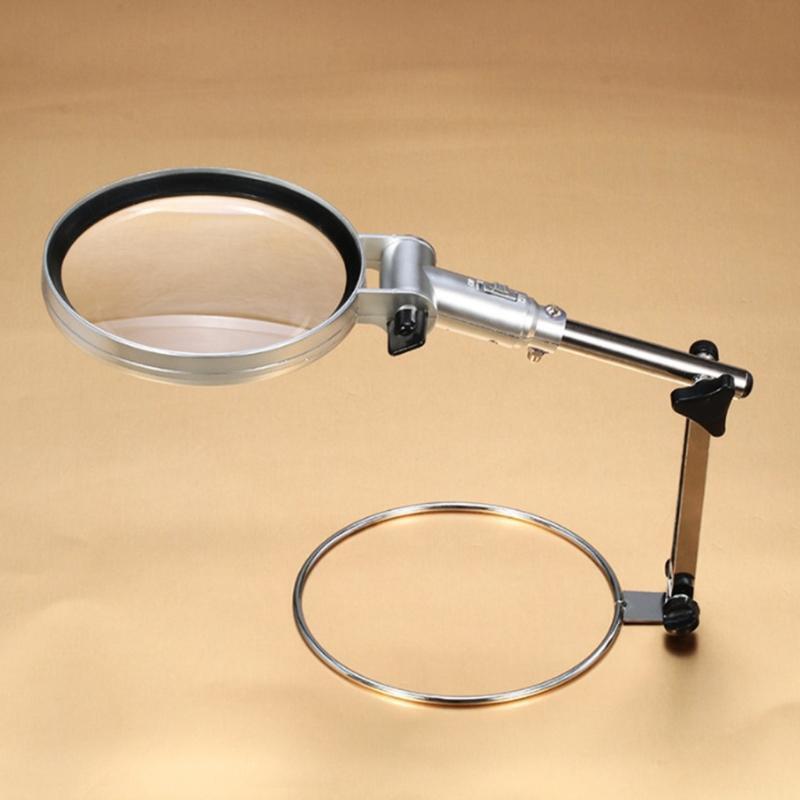 Desktop Magnifier Lamp with LED Light 2X Magnifying Glass Lens Folding Magnifier