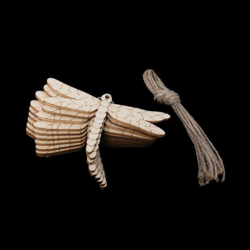 10PCS Dragonfly Easter Wooden Cute Pendant Wall Door Home Party Hanging Ornament