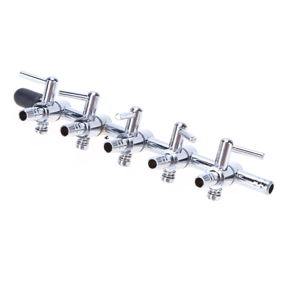 Air Flow Line Stainless Steel Control Valve Aquarium Pump Splitter(5-way)