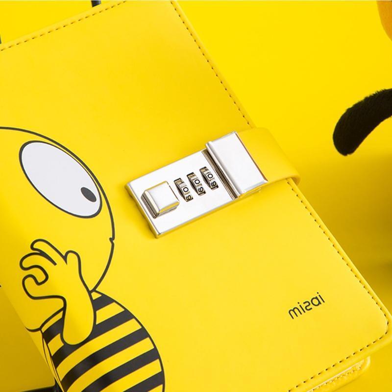 A6 PU Leather Journal Diary Planner Notebook with Password Lock Agenda Notepad