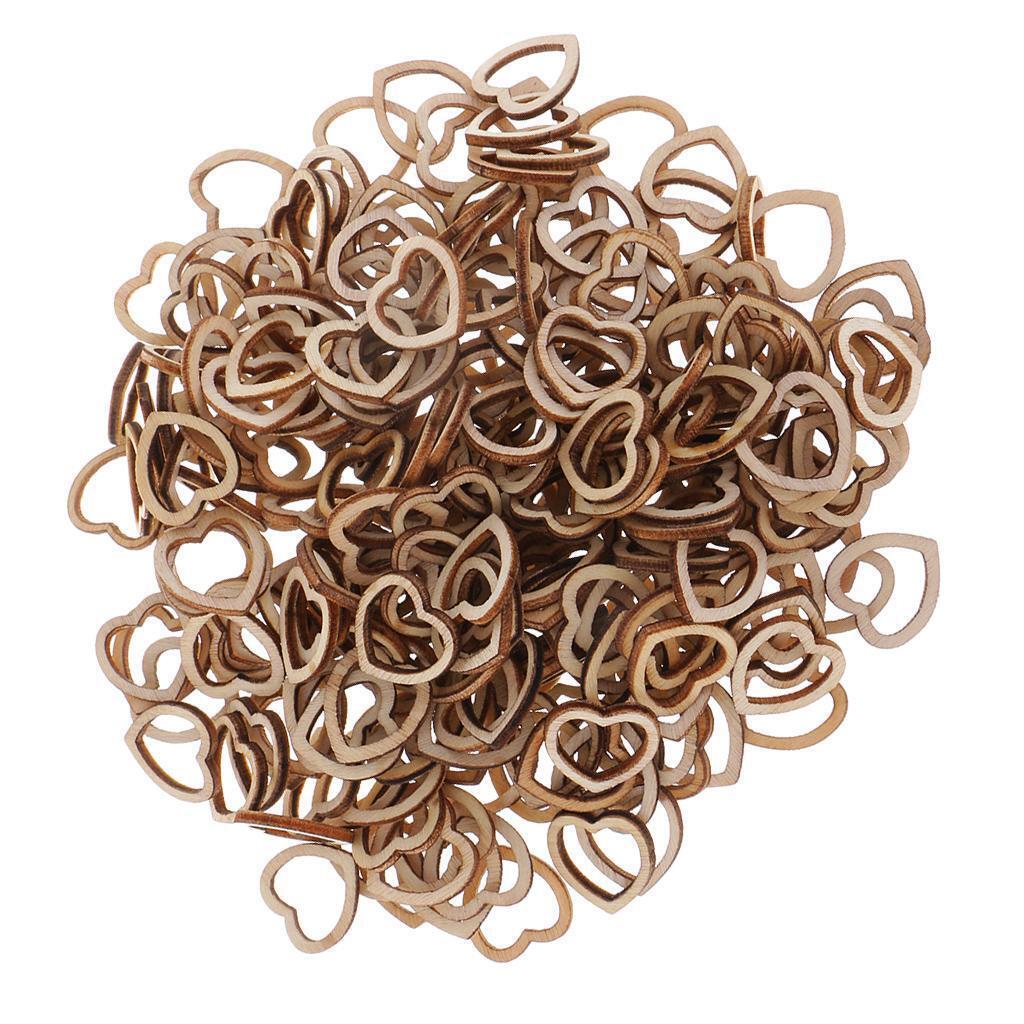 250 Pieces Natural Wooden Heart Slices Craft Wood Embellishments Decorations