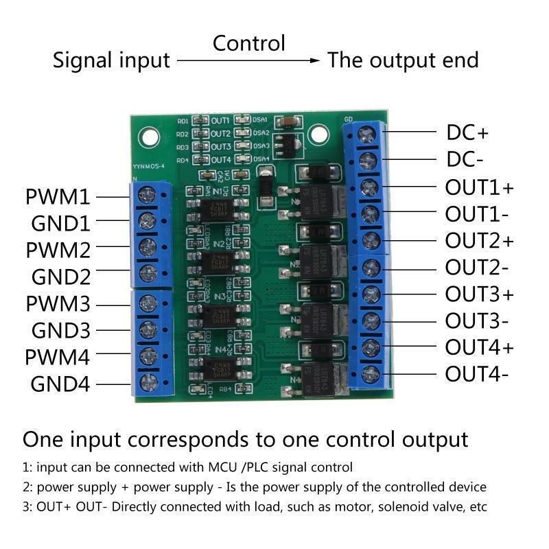 Plc Amplifier Circuit Board Drive Module Photocoupler Isolation 4 Way MOS Tube
