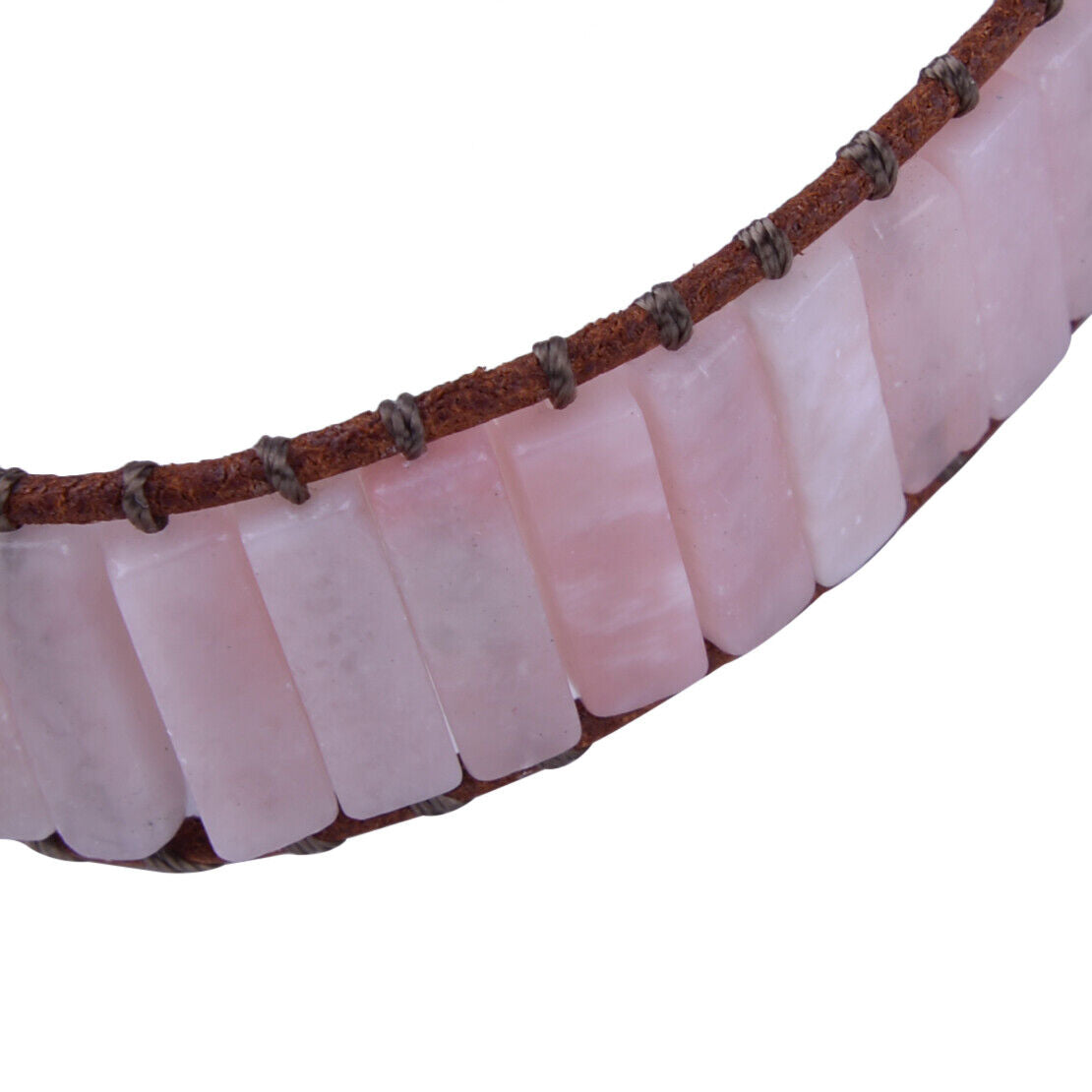 Handmade Leather Wrap Pink Opal Stone Tube Beads Bracelet fit for Women Girls Ly