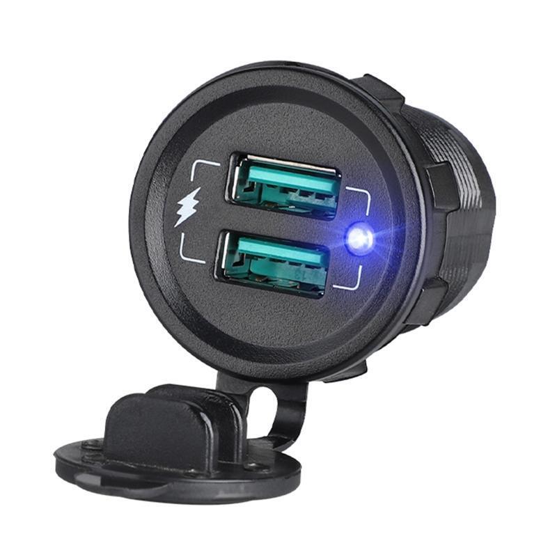 12V-24V 22.5W QC 3.0 Dual USB Charger Fast Charging Port Phone Charging Socket